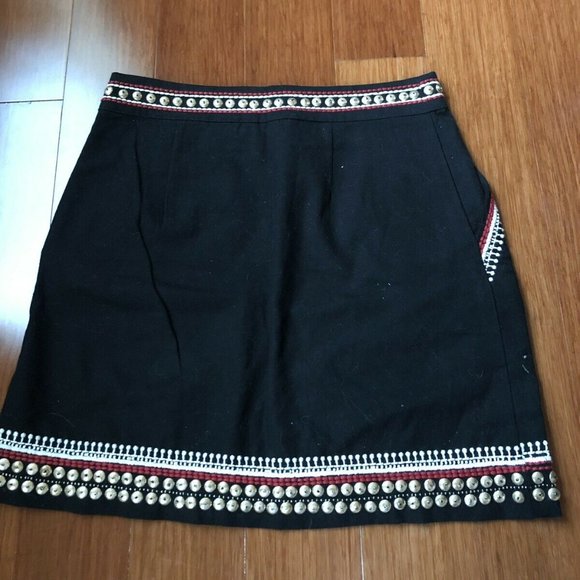 H&M Embellished Embroidered Beaded Boho Pocket Black Mini Skirt - Picture 6 of 6